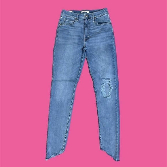 Levi’s Mile High-Rise Super Skinny Jeans Distressed Light Wash Sz 30 - Picture 1 of 12